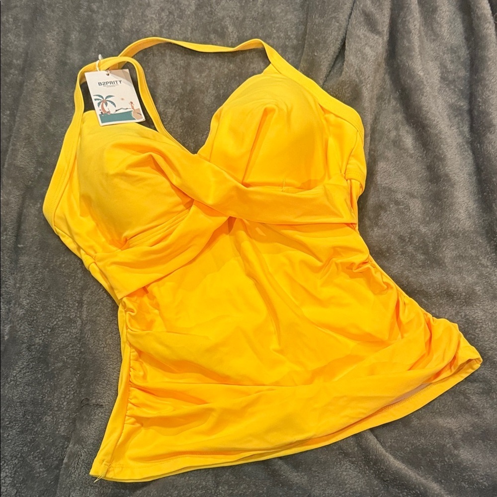 Bright Yellow Women's Swim Top M